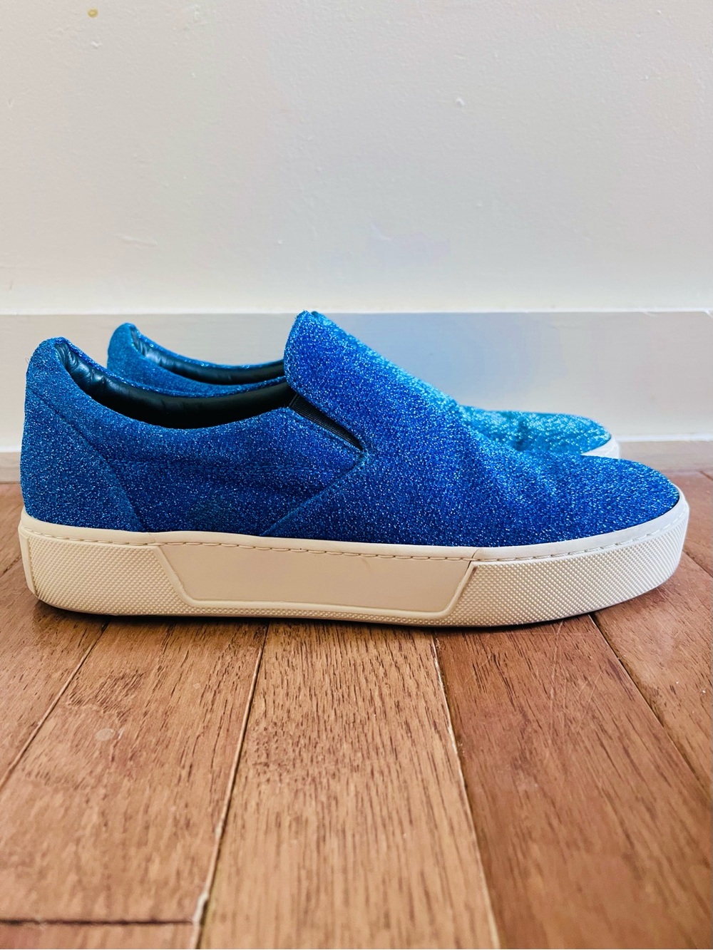 Balenciaga 2017 Electric Blue Glitter Platform Sneakers size 37